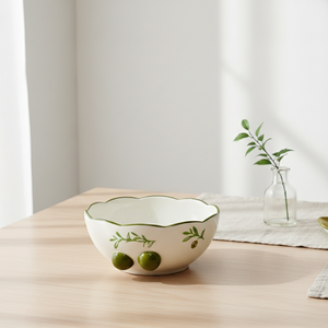 Tazón para Ensalada de Primera Calidad 3460988D-15 con Estampado de Rama de Olivo y Frutas, Porcelana Fina - Product Image 2