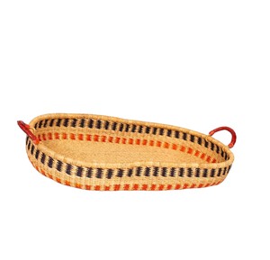 Cesta de cambio de mimbre certificada con diseño de rayas multicolor y patrón en zig-zag, más bandeja de cambio para niños de ratán con asas rojizas para - Product Image 2