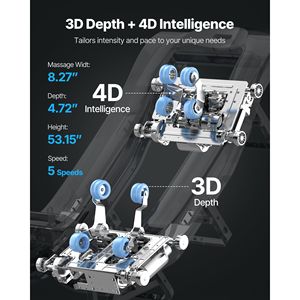 Sillón de Masaje de Doble Núcleo 4D+3D de Cuerpo Completo con Control por Voz IA, Reposapiés Extensible y Riel SL Eléctrico TFT para Yoga Profundo - Product Image 4