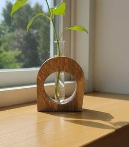 Florero Moderno de Madera con Forma de Anillo, Recipiente de Bambú para Flores, Decoración de Mesa para Hogar, Oficina, Boda - Product Image 4