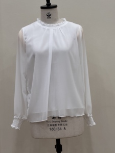 YiXin 2026 Camicette in <span class=keywords><strong>Raso</strong></span> da <span class=keywords><strong>Donna</strong></span> Eleganti Top Coreani con Collo Alto in Pizzo Taglie Forti Traspiranti Maniche Lunghe Larghe in Chiffon S-3XL - Product Image 4