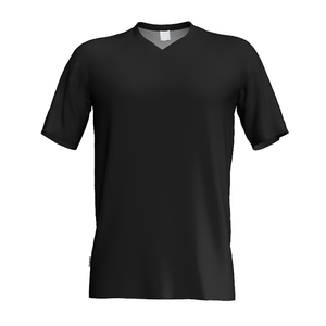 เสื้อฟุตบอลคอกวี แขนสั้น สีดำล้วน ผ้าโพลีเอสเตอร์ 100% ทรงปกติ ใส่ได้ทุกฤดู ชุดกีฬา เสื้อฟุตบอล 140 กรัม - Product Image 1