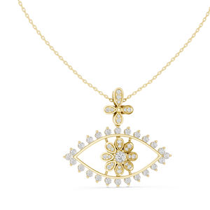 Pendentif en or jaune 14 carats avec diamant rond cultivé en laboratoire pour femmes |   Vêtements de bureau |   Nouveau diamant cultivé - Product Image 1