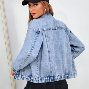 Popular High Quality Casual Women's Denim <b>Tops</b> <b>Coat</b> Women Blue Long Sleeve Plus-size Denim Jackets - Product Image 5