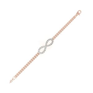 <b>Infinity</b> Womens 0.39Ct Pave Set EF VVS Lab Grown Diamond Elegant 14K <b>Rose</b> White Gold Double Chain Bracelet Fine Gift Weddings - Product Image 6