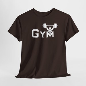 T-shirt de sport noir pour homme avec motif haltères, manches courtes, col rond, vêtement décontracté, jersey de coton imprimé, coupe classique, t-shirts de sport pour homme - Product Image 3
