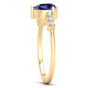 Anillo Solitario de Oro Amarillo de 14K con Zafiro Azul y Moissanita Certificada GRA, Joyería de Piedra de Nacimiento, Precio Mayorista REYES - Product Image 3