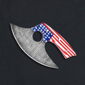 Couteau Ulu artisanal Edge Master Manufacture avec lame en acier Damas, manche en résine, étui en cuir - Qualité industrielle/DIY 7,4 pouces - Product Image 5