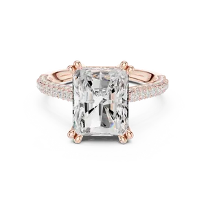 Anillo de Diamantes Redondos Cultivados en Laboratorio de 4 CTW con Halo Oculto, Oro Sólido de 18K, Anillo de Lujo Unisex para Compromiso, Boda, Aniversario, Regalo para Fiesta - Product Image 3