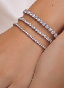 Aniva 14K <b>Solid</b> <b>Gold</b> Round Moissanite Diamond Tennis Bracelet 2.5 To 6MM 6 To 8 Inch Women Bridal Fine Jewelry Gift - Product Image 5