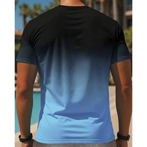 Camiseta Gráfica de Verano para Hombre, Estampado Tropical Ombre, Cuello Redondo, Manga Corta, Estilo Urbano - Product Image 2