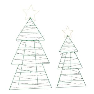 Decorazioni Natalizie da Giardino: Albero di Natale in Metallo con 2 Luci, Pre-Illuminato con 150 LED Verdi e Bianco Caldo - Product Image 1