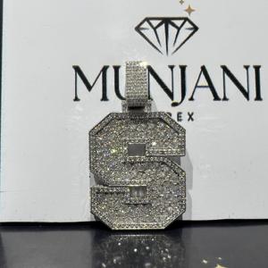 Colgante Personalizado con Letra Inicial S en Plata de Ley 925, Estilo Hip Hop, Corte Marquise, Certificado IGI - Product Image 1