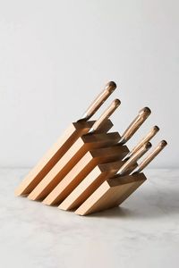 Support de rangement pour couteaux en bois naturel avec plusieurs compartiments pour la maison, la cuisine, les restaurants et la restauration - Product Image 2