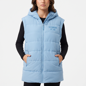 Chaleco acolchado de invierno para mujer, talla grande, sin mangas, con capucha, cremallera, bolsillos, cálido y casual, al por mayor - Product Image 1