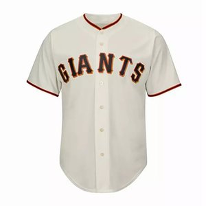 Maillot de baseball des Giants pour homme, blanc, manches courtes, boutons sur le devant, imprimé en sergé, coupe classique, adulte, toutes saisons - Product Image 1