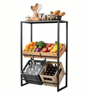 Heavy-Duty 3-Tier Adjustable Tilt Beer Crate Storage <b>Rack</b> Metal Beverage Organizer Multi-Angle <b>Drink</b> Holder Shelf Utility <b>Racks</b> - Product Image 1