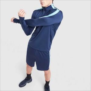 Camiseta Deportiva de Fútbol para Hombre, con Cierre de Cremallera de 1/4, Manga Larga, para Entrenamiento, Gimnasio, Secado Rápido, Verano - Product Image 1