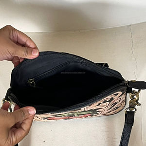 Sac à bandoulière en cuir véritable fait main pour femme, motif floral cerise, style western, service OEM - Product Image 6