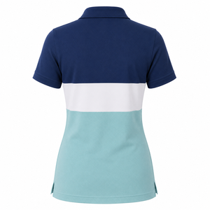 Top Deportivo de Punto para Mujer con Logotipo Personalizado, Cuello Acanalado, Cierre de Tres Botones, Manga Corta, Secado Rápido, Diseño Color Block, para Golf y Tenis - Product Image 2