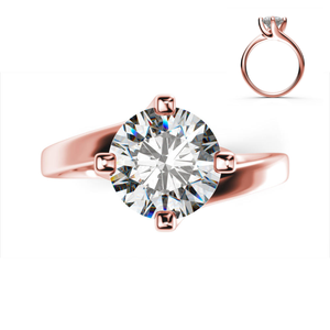 Hermoso Anillo Solitario en Oro Rosa |   Anillo de Oro Rosa de 14K con Diamantes Reales para Mujer |   Joyería de Diseño de Lujo para Fiestas de Compromiso - Product Image 2