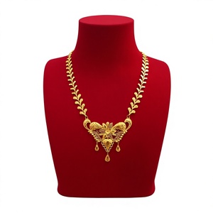 22K Solid Gold Classic Floral Pendant Necklace Engagement Fine Jewelry Traditional Indian Design Elegant Lightweight Women's - Product Image 1