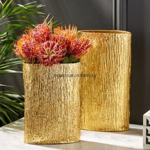 Hot Selling High Grade Gold Plated <b>Unique</b> Fancy Texture Luxury Flower <b>Vases</b> Table Top Decoration For Wedding And Parties - Product Image 5