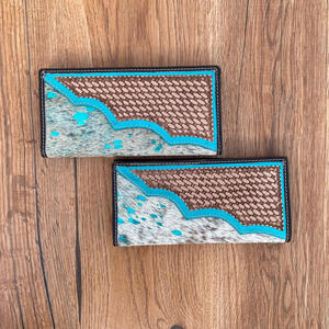 เคสโทรศัพท์หนังคลัทช์มือสไตล์ตะวันตกแกะสลักมือมีสไตล์สีเทอร์ควอยส์สี - Product Image 5