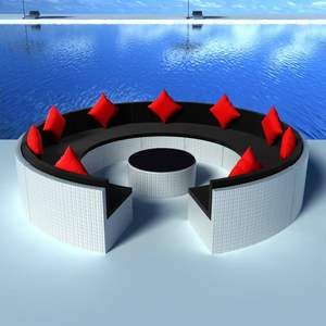 Juego de 10 Muebles de Jardín para Patio en Blanco, Negro y Rojo - Product Image 1