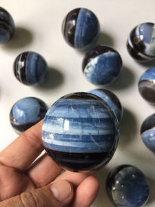 Piedra preciosa de ágata semipreciosa de esfera tallada de ópalo azul Owyhee para curación metafísica y decoración del hogar - Product Image 6