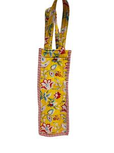 Bolsa de algodón acolchada floral hecha a mano de primera calidad para botella de agua |   Portavasos de Alta Calidad con Asa de Transporte |   Bolsa de Viaje Ecológica Unisex - Product Image 3