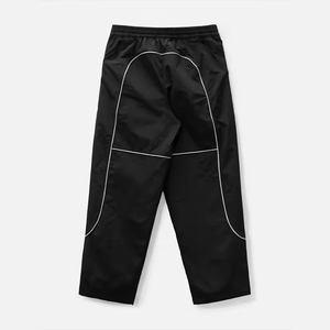 Pantalones Harem Negros Tipo Paracaídas, Cintura Elástica, Corte Holgado, Estilo Urbano, 100% Poliéster, Franja Lateral, Secado Rápido, Ropa de Otoño - Product Image 2