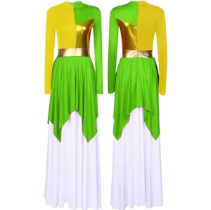 Vestidos de danza lírica, vestido de danza lírica asimétrico, ropa para danza de adoración - Product Image 1