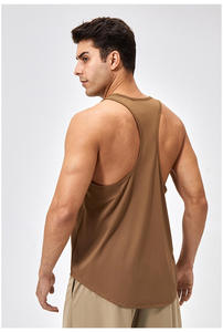 Camiseta sin mangas de hombre de moda, blanca, de elastano/poliéster, cuello redondo, color liso, transpirable, ecológica, informal, para entrenamiento, con tejido frontal ajustado. - Product Image 6