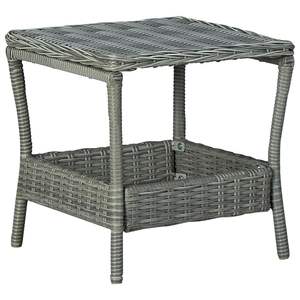 Table de jardin en rotin PE gris clair, acier thermolaqué et plateau en PP, mobilier d'extérieur élégant - Product Image 1