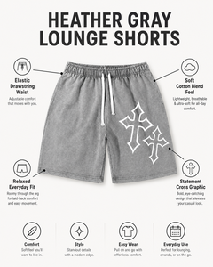 Shorts de survêtement pour homme en molleton de coton, coupe ample, personnalisés avec impression croisée, de haute qualité, pour le sport et le streetwear, avec cordon de serrage - Product Image 6