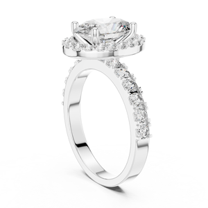 Anillo de Compromiso Vintage con Corte Ovalado, Diseño de Halo Solitario, Anillo de Boda, Diamante Cultivado en Laboratorio, Chapado en Platino - Product Image 3