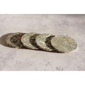 Set of 4 Luxury Mother of Pearl <b>Coasters</b> Round Yellow Shell Mosaic <b>Drink</b> <b>Coaster</b> Mat For Home Restaurant Decor Wholesale - Product Image 6