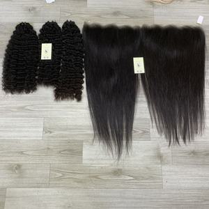 Swiss Lace 13x6 HD Frontal Naturel Droit Birman Bouclés Naturel Cheveux Raides Bundles Trame Extensions Cheveux Humains Bruts Vietnam - Product Image 6