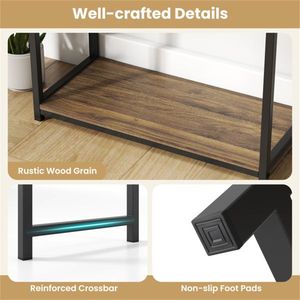 Freestanding 12-<b>Shelf</b> Geometric <b>Walnut</b> Bookcase Anti-Tip Kit Included with Metal Frame - Product Image 6