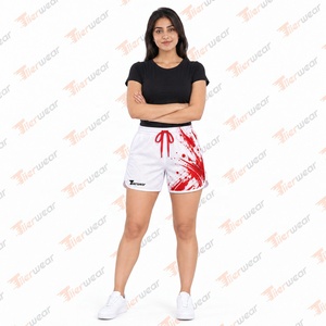 กางเกงขาสั้นตาข่ายพิมพ์ลายแบบซับลิเมชั่นสำหรับผู้หญิง ออกแบบเองได้ ระบายอากาศได้ดี เหมาะสำหรับวิ่ง ออกกำลังกาย บาสเก็ตบอล ฟิตเนส และกีฬาต่างๆ - Product Image 3