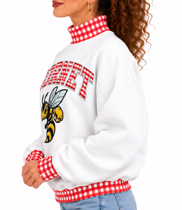 Custom Women’s <b>Mock</b> Neck Sweatshirt Drop Shoulder Oversized Embroidered Letter Print Knitted Autumn Winter Casual Pullover - Product Image 2