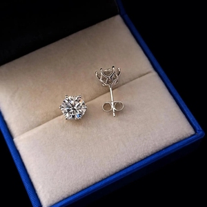 Venta al por Mayor de Joyería Fina de Lujo en Plata de Ley 925 con Diamantes VVS, Aretes de Moissanita con Diseño de Flor en Racimo de Varios Tamaños para Hombre - Product Image 5