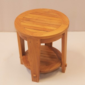 Single Round <b>Side</b> <b>Table</b> Diameter 42cm Solid Teak Wood Natural Finish <b>Outdoor</b> Use Non-Foldable - Product Image 1