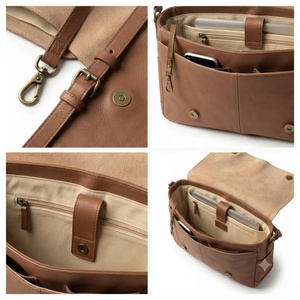 Bolso Mensajero de Cuero Genuino para Mujer, Color Sólido, Correa Ajustable, Cierre Clásico con Solapa, Uso Diario, Todas las Temporadas - Product Image 6