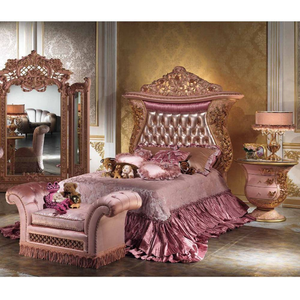 Juego de Dormitorio Rococo Clásico de Lujo en Madera de Caoba Maciza con Detalles en Oro Tallados a Mano, Mesitas de Noche, Tocador, Estilo Europeo, Kiky - Product Image 5