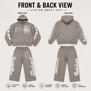 Conjunto Deportivo Personalizado de Felpa Gris, Sudadera con Capucha y Pantalones Deportivos con Cierre, Corte Holgado, Transpirable, 100% Algodón, para Adultos, Ropa de Otoño - Product Image 2