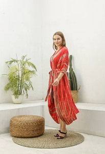 Ropa de Moda para Mujer, Elegante Vestido Kimono Largo de Verano de Algodón, Kimono Liso para Mujer, Kimono Tie Dye, Kimono Boho de Playa - Product Image 2