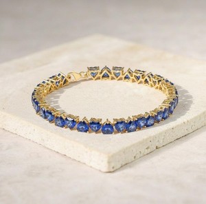 Pulsera con Dije de Zafiro Azul en Forma de Corazón, Cultivado en Laboratorio, Plata de Ley, Joyas Shama Gems, con Certificado de Terceros, Joyería de Lujo - Product Image 3