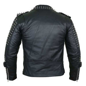 Veste en cuir personnalisée pour hommes, vestes en cuir décontractées pour hommes, vestes bomber en cuir élégantes avec fermeture éclair, broderie et strass - Product Image 6